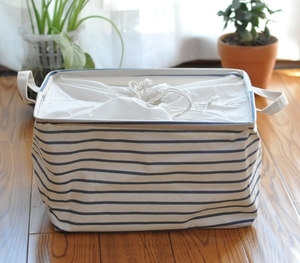 蓝白条纹的田园诗 棉麻收纳盒与束口袋，为家居日用注入清新气息